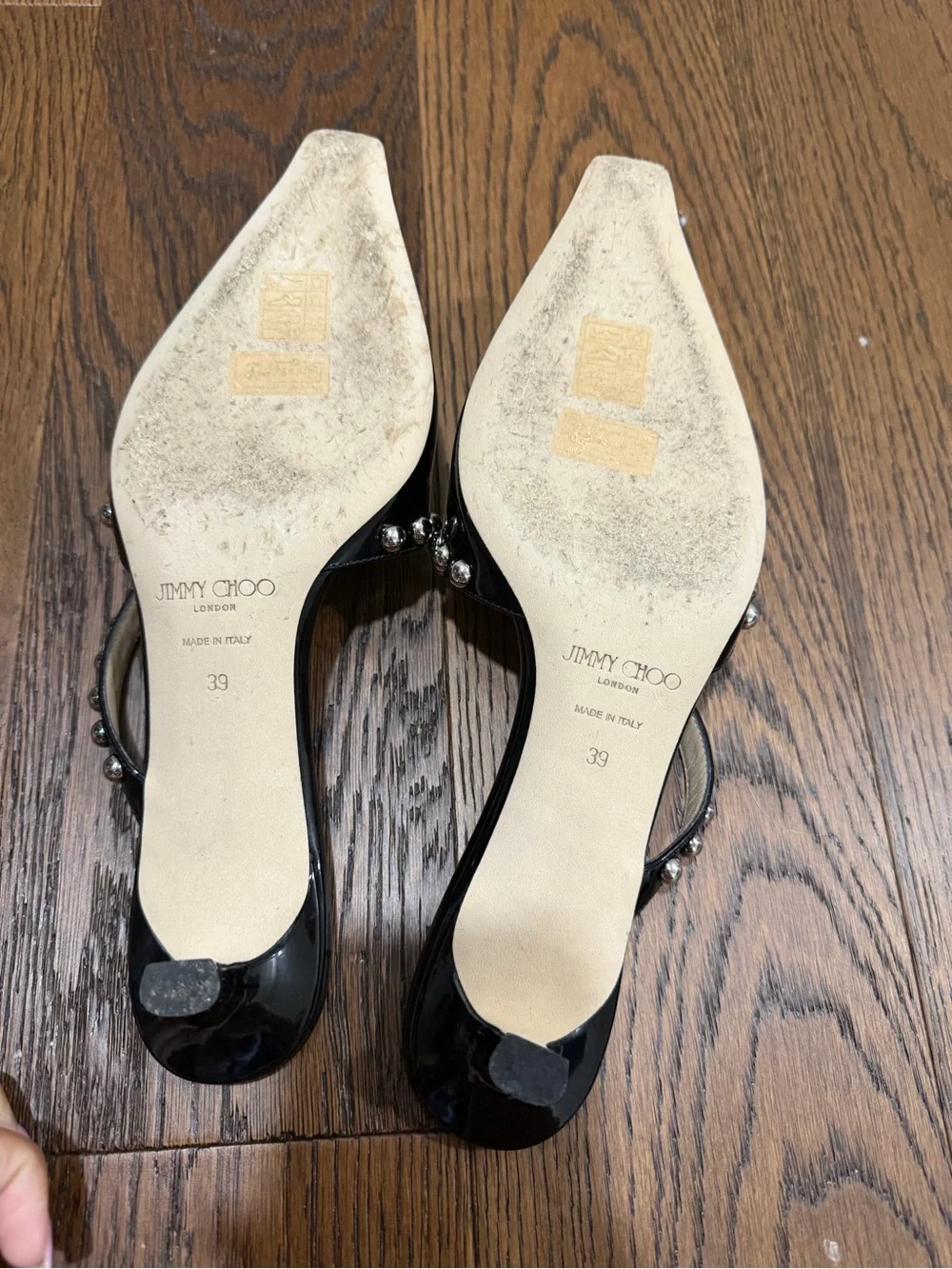 Valentino Garavani Black Studded Pointed Leather Pumps